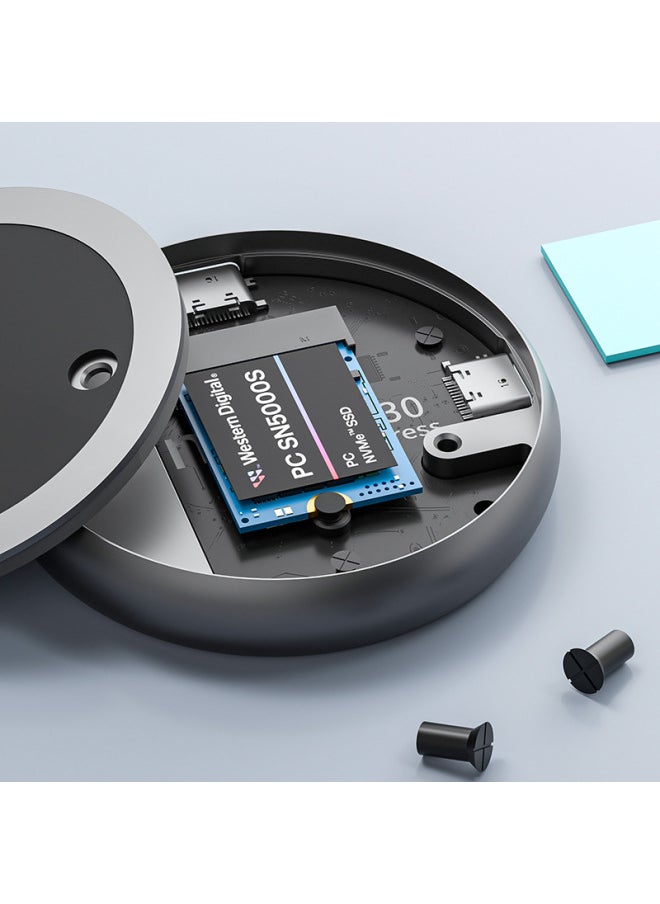 M.2 2230 NVme SSD Enclosure Magnetic Mobile Hard Disk Case With PD100W Fast Charge-Color:Round Magnetic Hard Drive Box + Pd Fast Charging