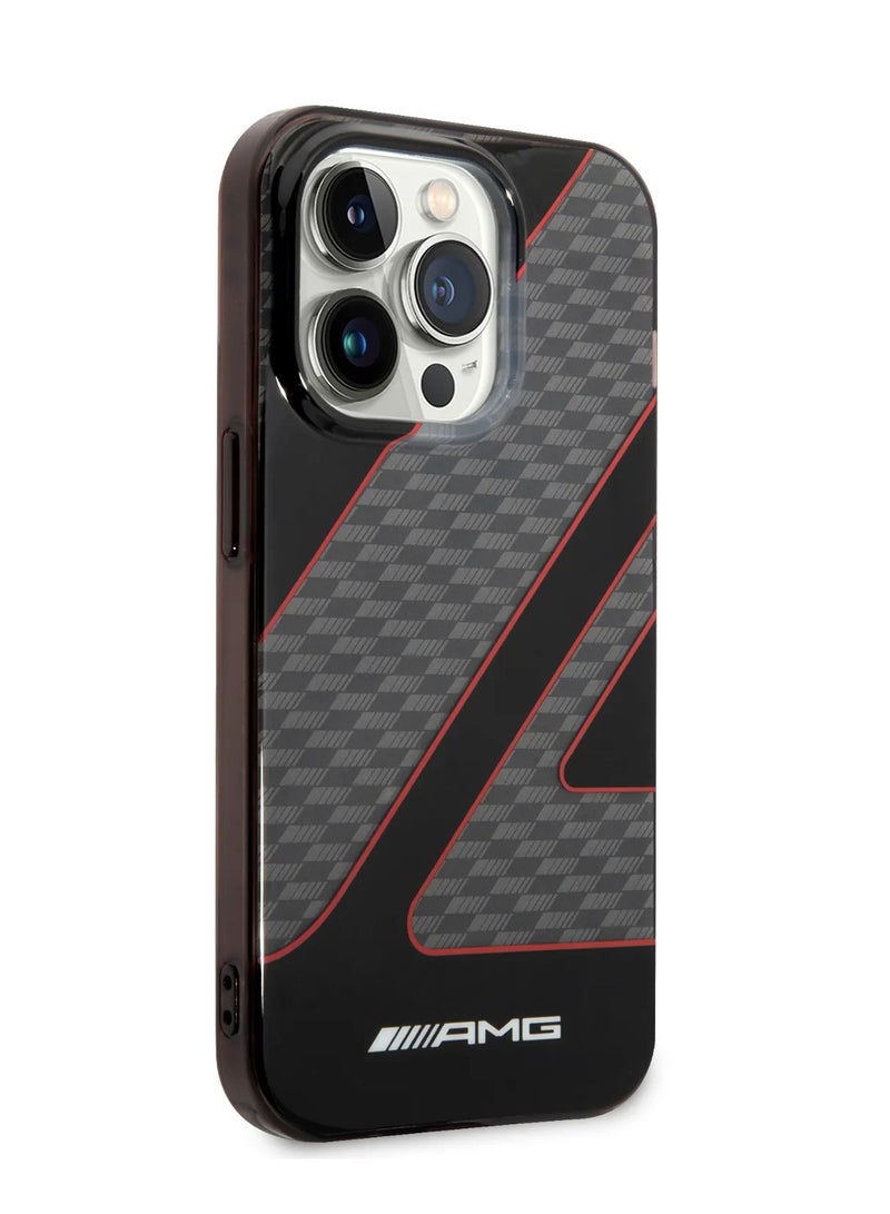 AMG iPhone 14 Pro Max Case Transparent Double Layer Back Cover with Checkered Flag Pattern / Lifted Ring Case / Bumper Protection / Slim Profile / Easy Snap-On / Drop Protection - Red - Image 5