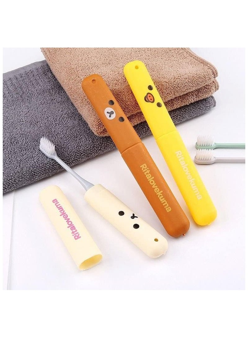3 Pieces Cartoon Toothbrush Case, Toothbrush Box for Children, Portable Toothbrush Case Suitable for Travel, Family (Multicolor) - Image 4