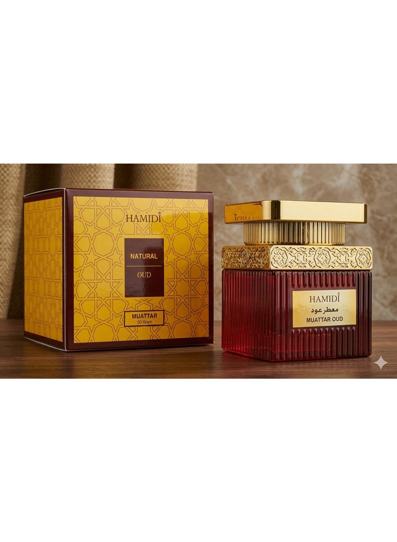 Hamidi Muattar Oud - Premium Scented Agarwood Chips for Home & Personal Use, Long Lasting Traditional Arabic Fragrance, Luxury Glass Jar - 50g - Image 2