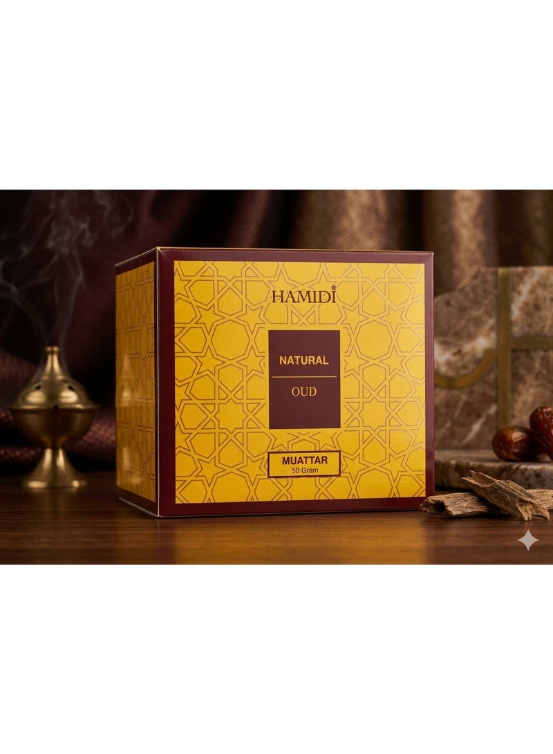 Hamidi Muattar Oud - Premium Scented Agarwood Chips for Home & Personal Use, Long Lasting Traditional Arabic Fragrance, Luxury Glass Jar - 50g - Image 3