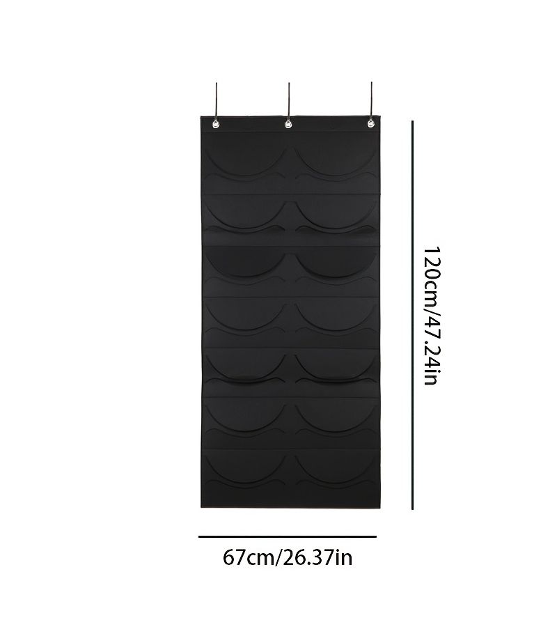 1 Pack Large Capacity 6 Layer Baseball Hat Rack Organizer 18 Compartment Cap Storage Bag With Hooks Over The Door Clear Pocket For Display And Protection Black - Image 3