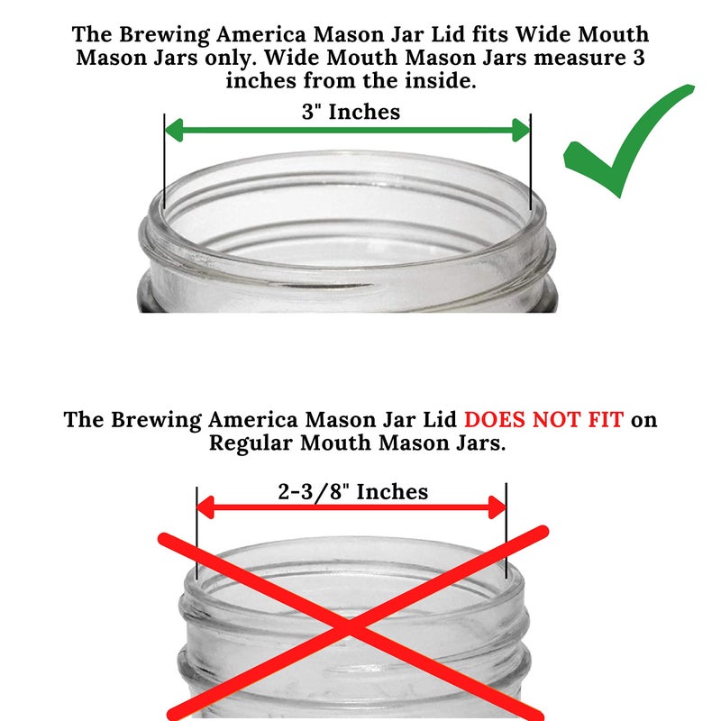 Brewing America أغطية برطمان ميسون واسعة الفم بلاستيكية 4 عبوات - مصنوعة في الولايات المتحدة - غطاء قابل للفتح مع فتحة صب - مانعة للتسرب لبرطمانات كير وبول للتعليب - محكمة الإغلاق للمشروبات أثناء التنقل وصب محكم - لون أزرق مائل للخضرة - Image 2