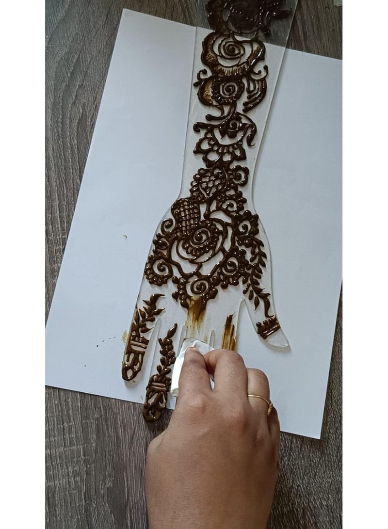 THELIYASTORE Reusable Acrylic Henna Practice Hand Board (3mm Thick) – Clear Elbow Length + Practice Henna Cones | Stain-Free Mehndi Training Kit for Beginners (CLEAR HAND+3 PRACTICE CONE) - Image 2