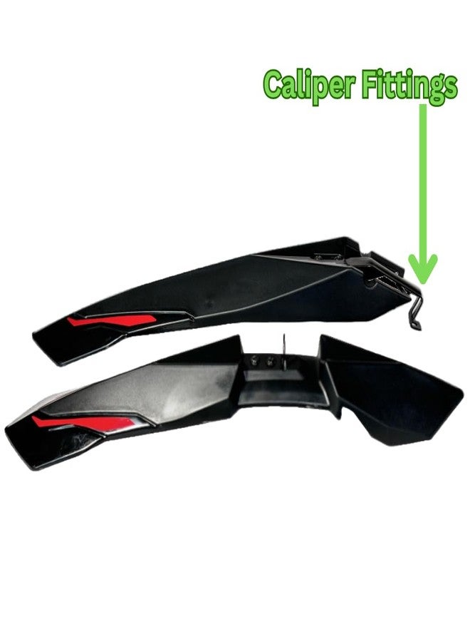 Shrenik Cycle Mudguard Compatible 26, 27.5, 29 Inch Bicycle Fender Reflective Tape Red Clip-on Front & Rear Set with Metal Caliper Fittings Very Fine Plastic Material - Image 3
