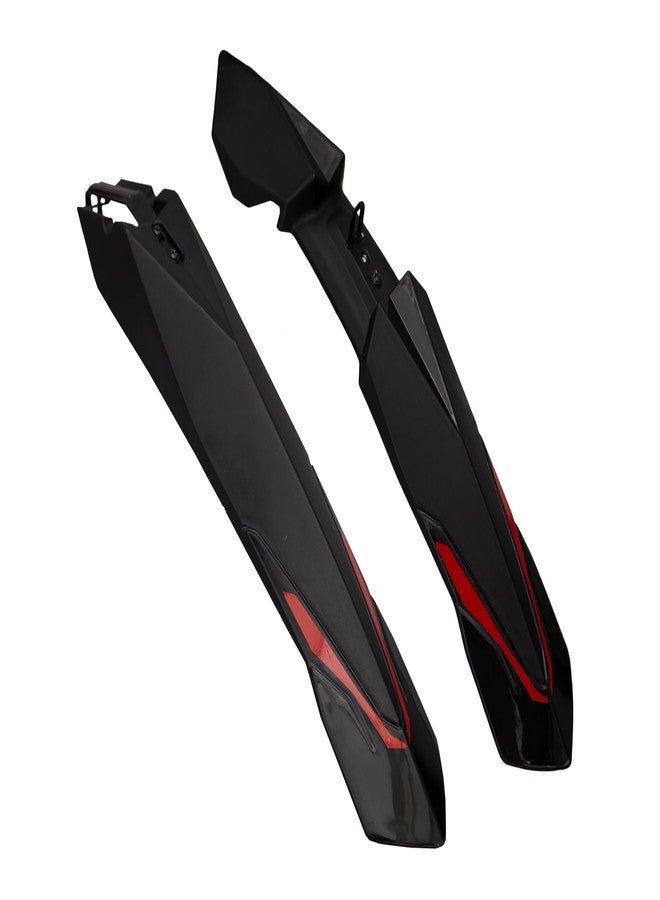 Shrenik Cycle Mudguard Compatible 26, 27.5, 29 Inch Bicycle Fender Reflective Tape Red Clip-on Front & Rear Set with Metal Caliper Fittings Very Fine Plastic Material - Image 1
