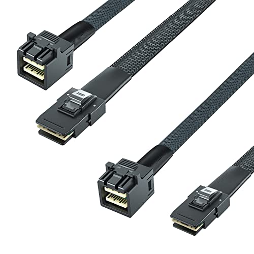 10Gtek SFF-8643 to SFF-8087 Mini SAS HD Cable, SAS 3.0 to 2.0, Compatible with RAID Controllers, Servers, Backplanes and Hosts, 100-Ohm, 0.8-m(2.6ft), 2 Pack - Image 1
