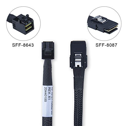 10Gtek SFF-8643 to SFF-8087 Mini SAS HD Cable, SAS 3.0 to 2.0, Compatible with RAID Controllers, Servers, Backplanes and Hosts, 100-Ohm, 0.8-m(2.6ft), 2 Pack - Image 2