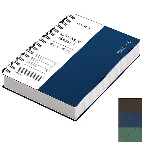 EMSHOI A5 Spiral Notebook College Ruled Lined Journal, Small 5.7" X 8.22", 300 Pages/150 Sheets, 100gsm Thick Paper, Waterproof Hardcover, for Office School Women Men Work Writing Notes, Blue - Image 1