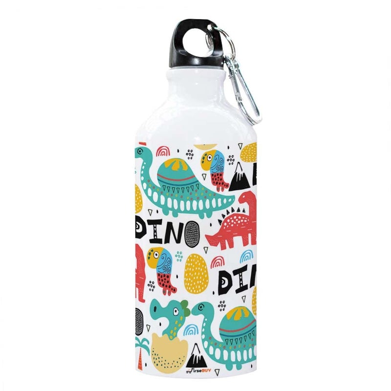 FirseBUY Water Bottle Light Portable 600ml Aluminium Water Bottle with Cute Cartoon Dinosaur Print Funny Bottle Gift for Kids Girls and Boys - Image 1