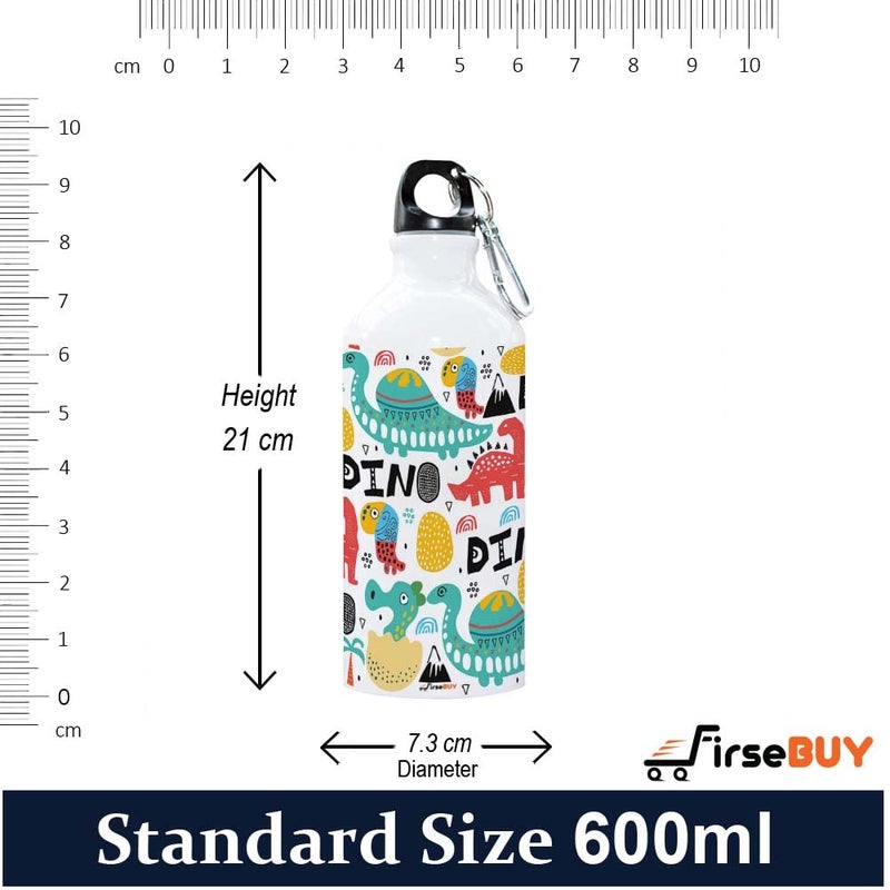 FirseBUY Water Bottle Light Portable 600ml Aluminium Water Bottle with Cute Cartoon Dinosaur Print Funny Bottle Gift for Kids Girls and Boys - Image 4