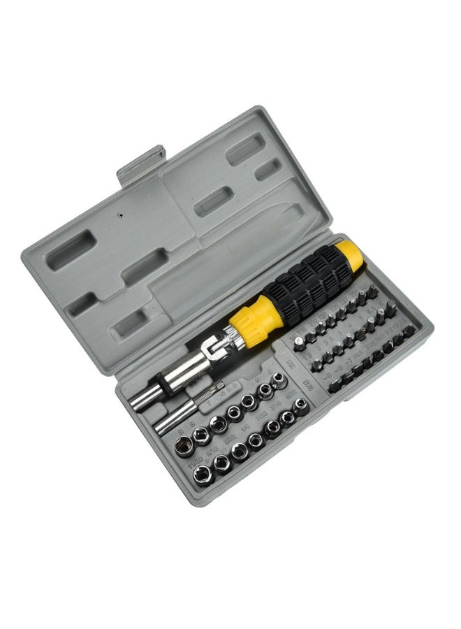 مجموعة مفكات منزلية مكونة من 41 قطعة – طقم مفكات ومفاتيح متعددة الاستخدام مع مقبض بلاستيكي ومجموعة رؤوس متنوعة في علبة تخزين متينة – مثالية لأعمال الصيانة المنزلية - Image 2