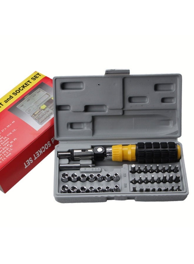 مجموعة مفكات منزلية مكونة من 41 قطعة – طقم مفكات ومفاتيح متعددة الاستخدام مع مقبض بلاستيكي ومجموعة رؤوس متنوعة في علبة تخزين متينة – مثالية لأعمال الصيانة المنزلية - Image 5