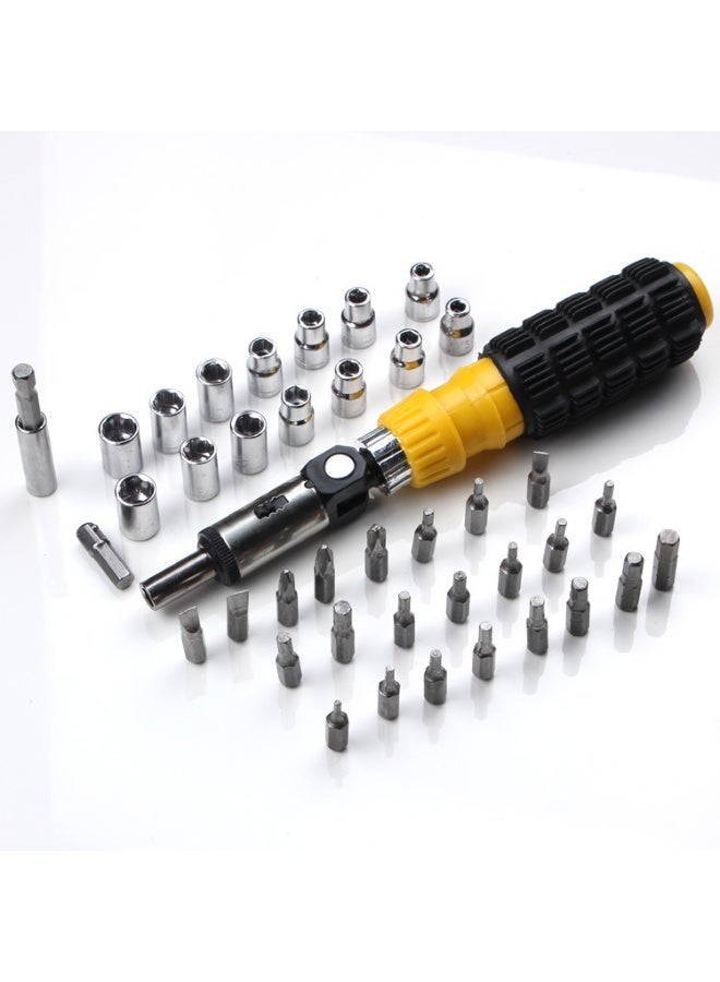 مجموعة مفكات منزلية مكونة من 41 قطعة – طقم مفكات ومفاتيح متعددة الاستخدام مع مقبض بلاستيكي ومجموعة رؤوس متنوعة في علبة تخزين متينة – مثالية لأعمال الصيانة المنزلية - Image 4