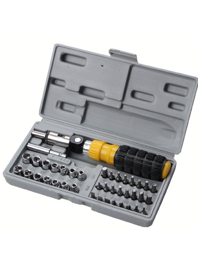 مجموعة مفكات منزلية مكونة من 41 قطعة – طقم مفكات ومفاتيح متعددة الاستخدام مع مقبض بلاستيكي ومجموعة رؤوس متنوعة في علبة تخزين متينة – مثالية لأعمال الصيانة المنزلية - Image 1