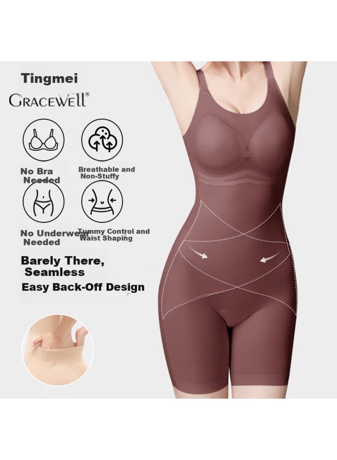 GRACEWELL Tingmei Ultra-thin Shaping Bodysuit Strong Abdomen Control Hip Lift One-piece Back-zip Seamless Waist Shaper Skin-friendly 2XL - Image 1