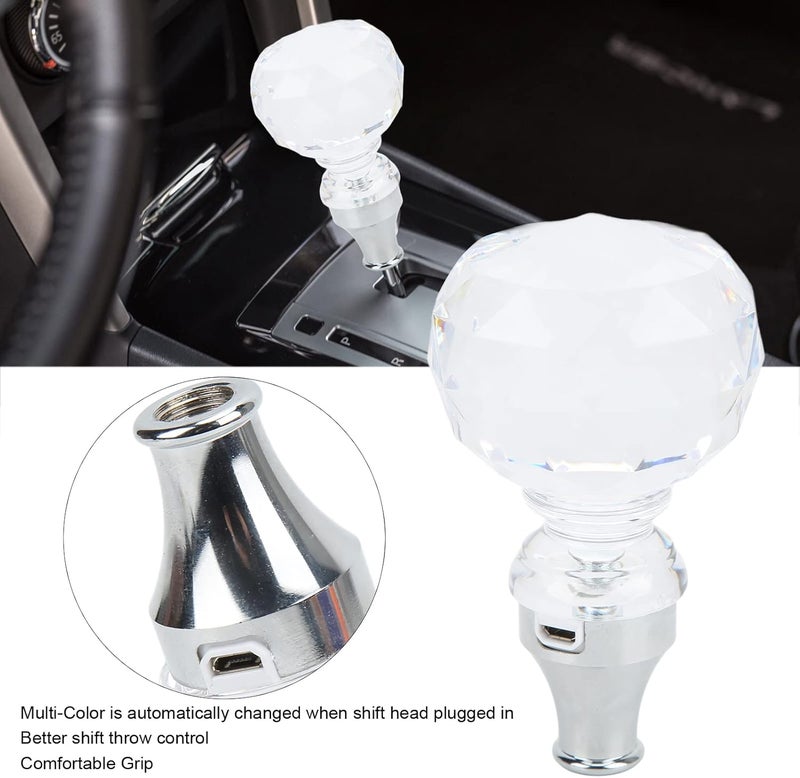 woobles Shifter Knob LED Colorful Crystal Ball Shape, Acrylic Car Gear Stick Shift Shifter Knob Comfortable Multi-Color Auto Shift Universal for Manual Transmission No Lock Button Required - Image 4