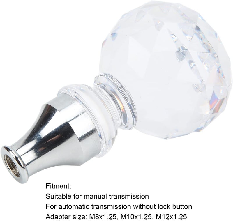 woobles Shifter Knob LED Colorful Crystal Ball Shape, Acrylic Car Gear Stick Shift Shifter Knob Comfortable Multi-Color Auto Shift Universal for Manual Transmission No Lock Button Required - Image 3