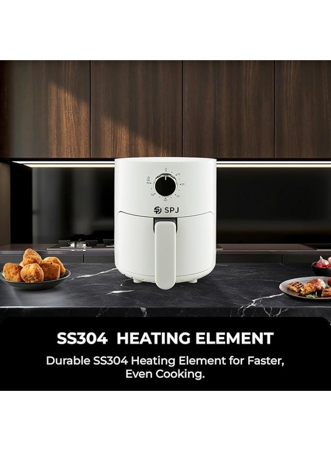 SPJ 2L Compact Air Fryer – 800W Rapid Air Technology | Adjustable Temperature 80–200°C | 60-Min Timer | Non-Stick Coated Basket | Automatic Shut-Off with Ready Alert | SS304 Heating Element | AFX-WT2L01 | 1-Year Warranty (Cream) - Image 1