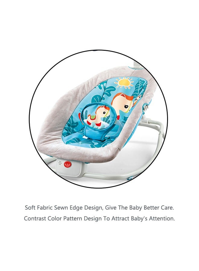 صحراء الواحة كرسي هزاز متعدد الوظائف للأطفال مع ألعاب معلقة، مقعد قابل للتعديل مع موسيقى لطبق العشاء، مهد هزاز قابل للطي، حزام أمان ثلاثي النقاط، (أزرق) - Image 3