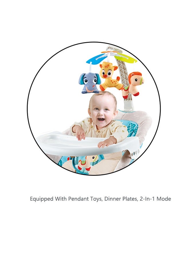 صحراء الواحة كرسي هزاز متعدد الوظائف للأطفال مع ألعاب معلقة، مقعد قابل للتعديل مع موسيقى لطبق العشاء، مهد هزاز قابل للطي، حزام أمان ثلاثي النقاط، (أزرق) - Image 4