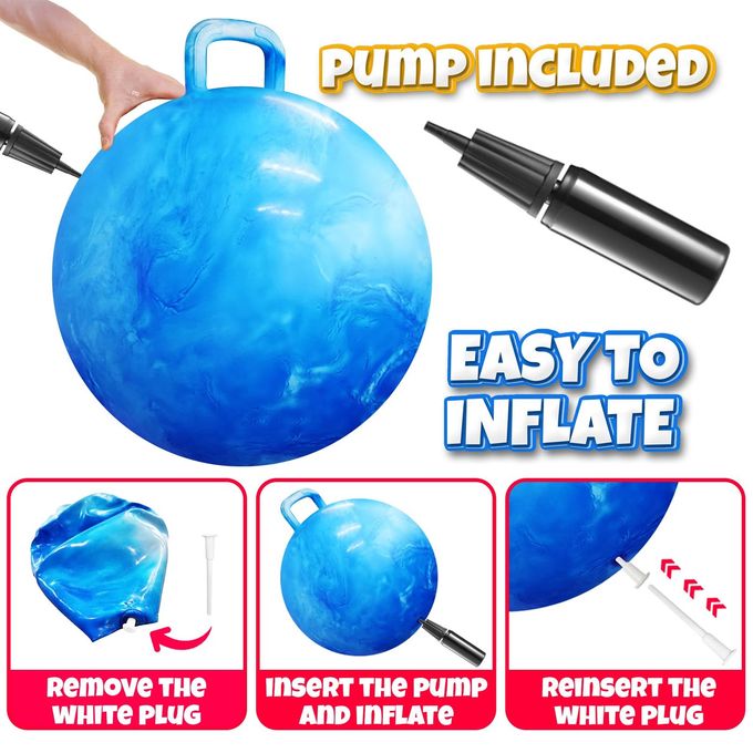 Bedwina Hopper Ball With Handle For Kids 20-inch (50cm) Bouncy Balls For Kids, Blue jumping ball for kids Kangaroo Hippity Hop Balls, Sit And Spin Bouncing Ball With Handle Bounce Ball For Kids With Hand Pump - Image 3