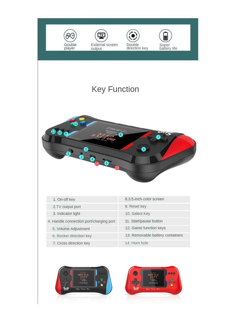 Handheld Game Console, Built-in 500 Games 3.5’’ LCD Color Screen Retro Gaming System, Support TV Output, Portable Rechargeable Game Console with Dual Joystick, Ideal Gift for Kids and Adult (Black) - Image 4