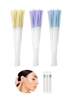 180 Pcs Disposable Earrings Hole Cleaner, Fragrance Odor Removal Ear Piercing Care Line Kit, Paper Piercing Cleaning Line Tool (Purple+Blue+Yellow)