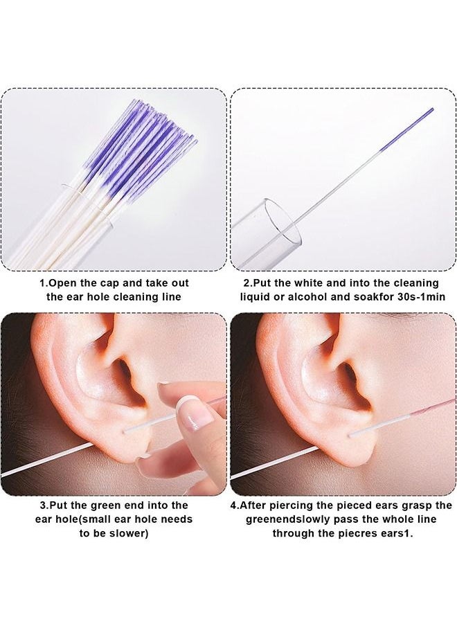 Generic - 180 Pcs Disposable Earrings Hole Cleaner, Fragrance Odor Removal Ear Piercing Care Line Kit, Paper Piercing Cleaning Line Tool (Purple+Blue+Yellow) - Image 1
