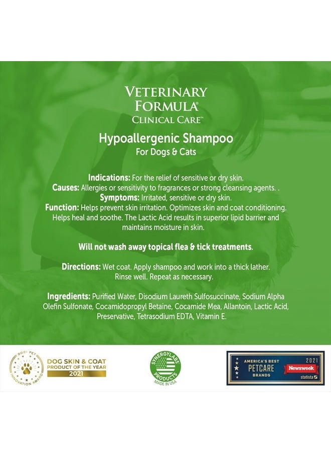 Veterinary Formula - Clinical Care Hypoallergenic Shampoo for Dogs and Cats, 16 oz – No Harsh Ingredients – Fragrance-Free Pet Shampoo for Allergies and Sensitive Skin, Promotes Healthy Skin and Coat - Image 1