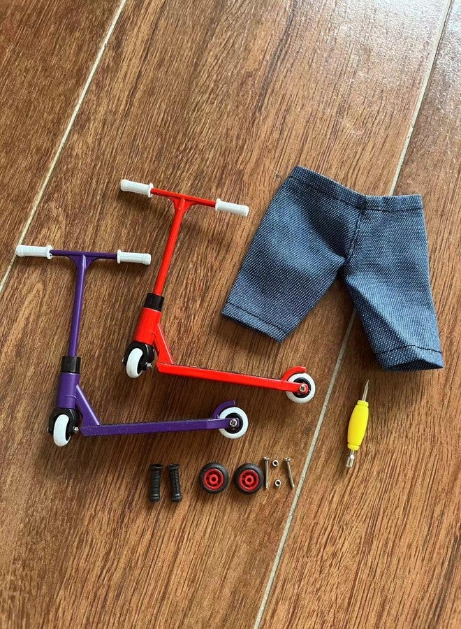 LEEFAI Metal Finger Scooter- Alloy Pro Finger Stunt Scooter-(Red+Purple) - Image 2