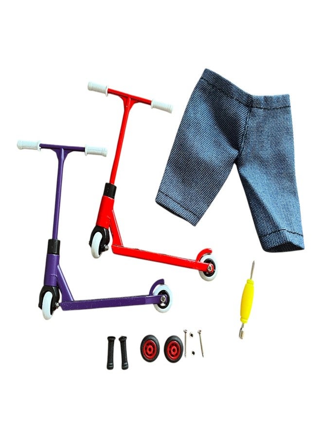 LEEFAI Metal Finger Scooter- Alloy Pro Finger Stunt Scooter-(Red+Purple) - Image 1