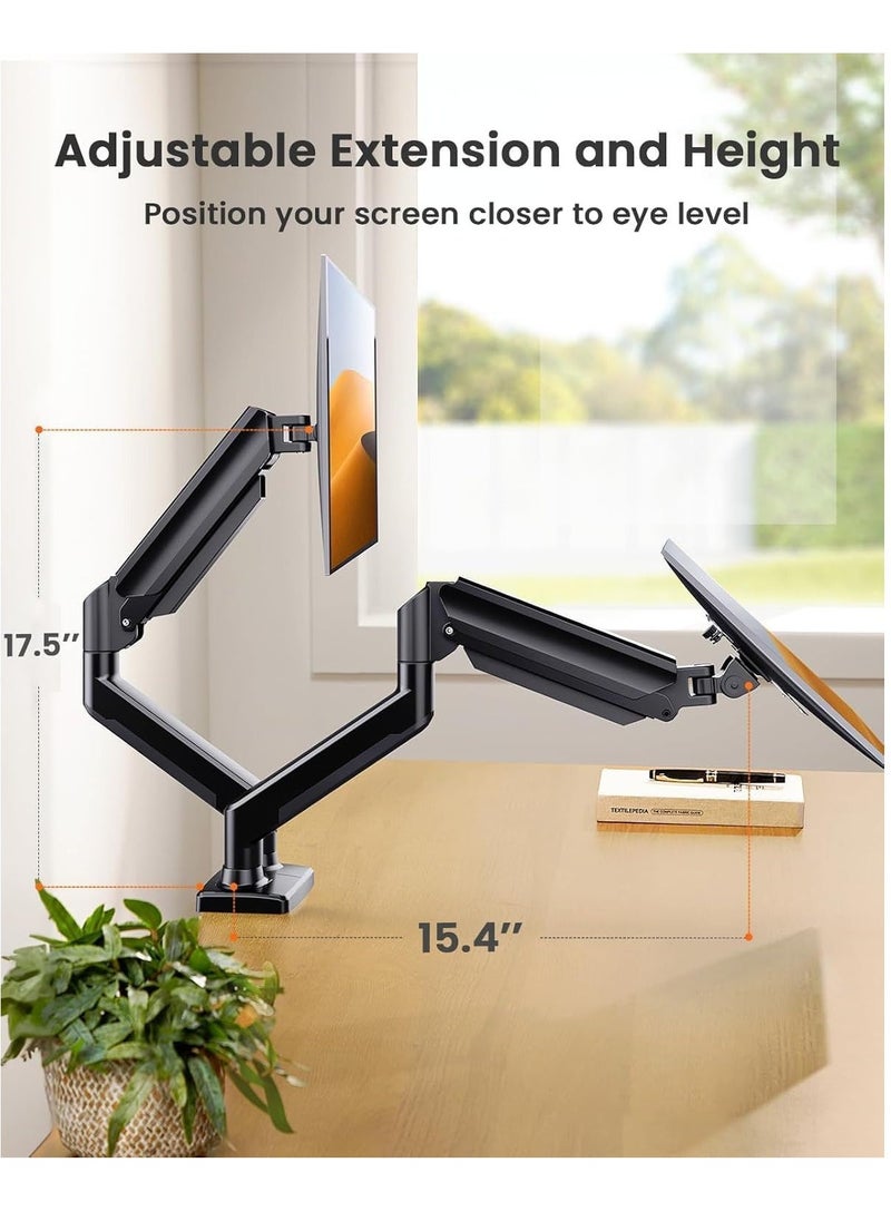 JAJEEK Dual Monitor Stand up to 32 Inches – Adjustable Dual Monitor Mount, Sturdy Steel VESA Monitor Mount with Max Load of 22lbs per Arm, Compatible with VESA 75x75/100x100mm – Ergonomic Desk Mount for Home & Office  - Image 2