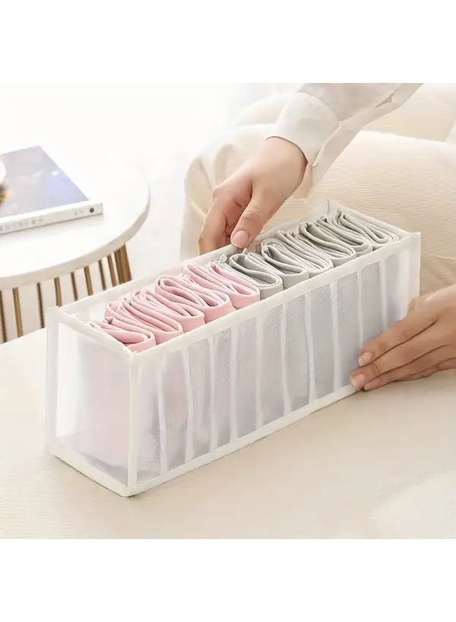 White 4 Piece Mesh Storage Box Set With Handles For Clothes Organizer - Image 1