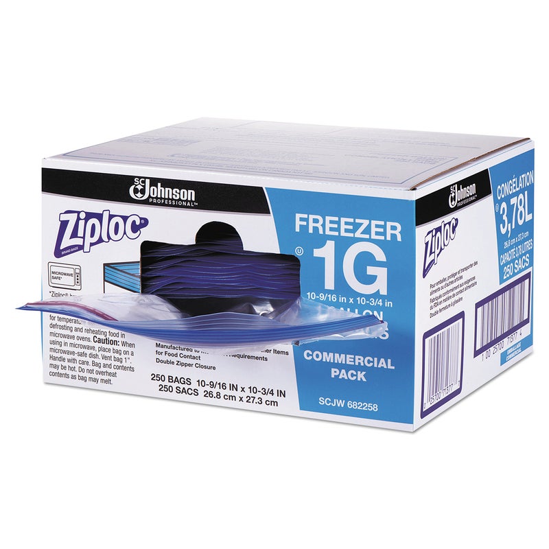 Ziploc Ziploc 94604 Double-Zipper Freezer Bags  1gal  2.7mil  Clear w/Label Panel (Case of 250) - Image 3