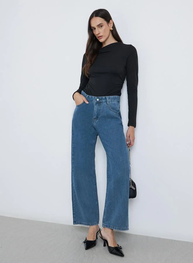 Styli Styli High Rise Wide Leg Jeans