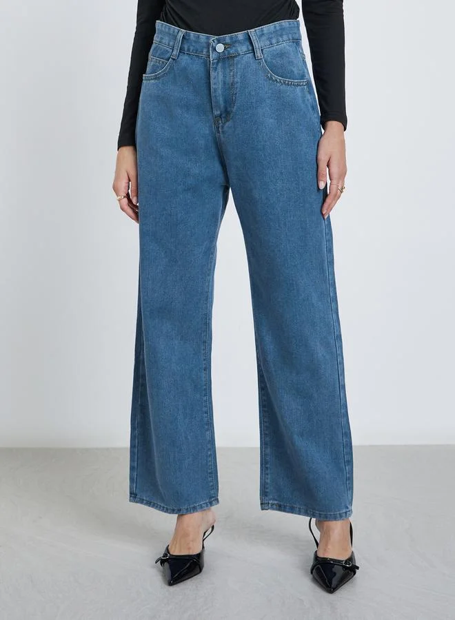 Styli Styli High Rise Wide Leg Jeans