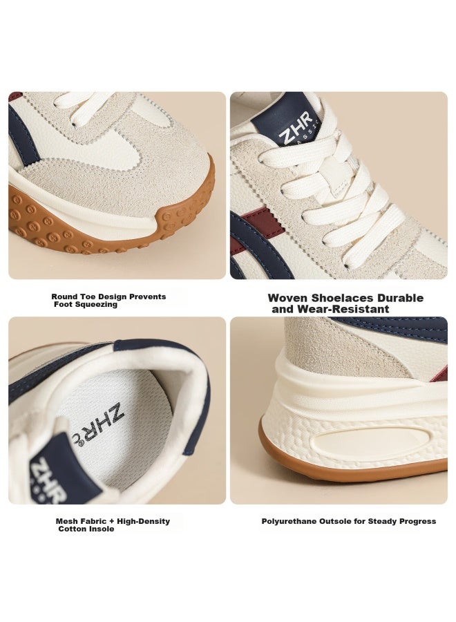 Zhr 7cm Thick Sole Height Increasing Dad Sneakers Women New Versatile Sports Shoes Ks262 Beige Silver Size 40 - Image 2