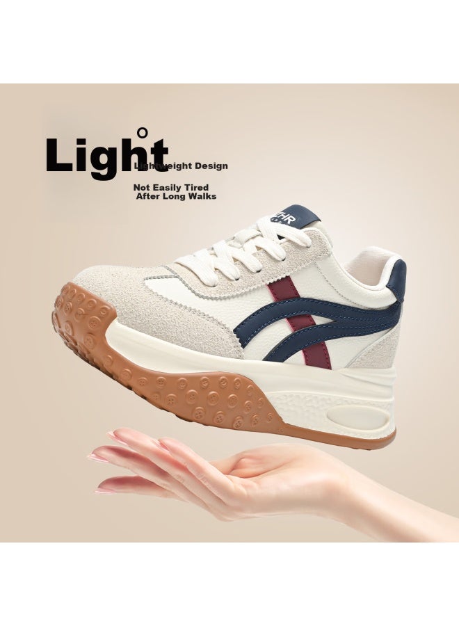 Zhr 7cm Thick Sole Height Increasing Dad Sneakers Women New Versatile Sports Shoes Ks262 Beige Silver Size 40 - Image 3