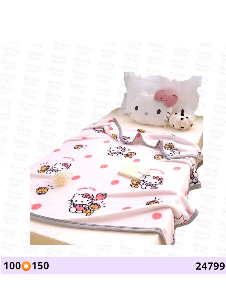 بطانية هيلو كيتي ناعمة | بطانية دافئة للأطفال والكبار | بطانية شخصية كرتونية بتصميم عصري | مثالية للنوم والاسترخاء والسفر | بطانية فاخرة بمقاس 100×150 سم