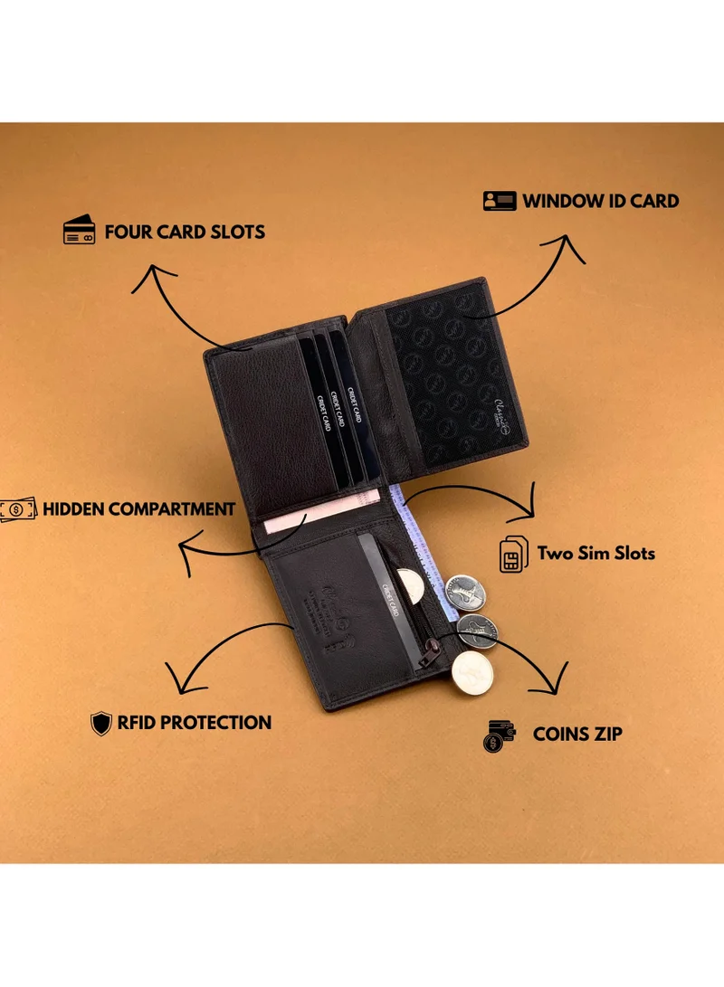 Classic Milano Brown Black (CMGT-13) Classic Milano Men’s Wallet – Slim Bifold Leather Wallet for Men with RFID Blocking – Credit Card Holder & Card Wallet – Stylish Mens Purse – Gift for Husband, Father & Men for Men | Best Price UAE