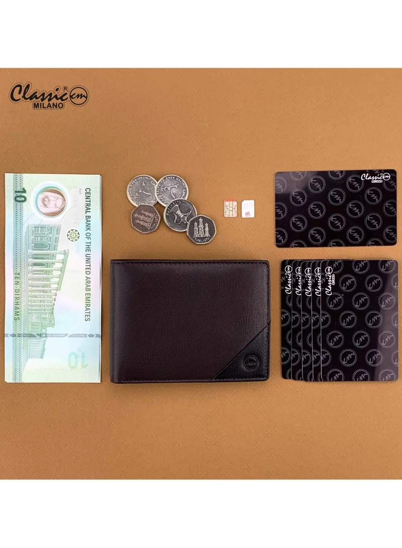 Classic Milano Brown Black (CMGT-13) Classic Milano Men’s Wallet – Slim Bifold Leather Wallet for Men with RFID Blocking – Credit Card Holder & Card Wallet – Stylish Mens Purse – Gift for Husband, Father & Men for Men | Best Price UAE