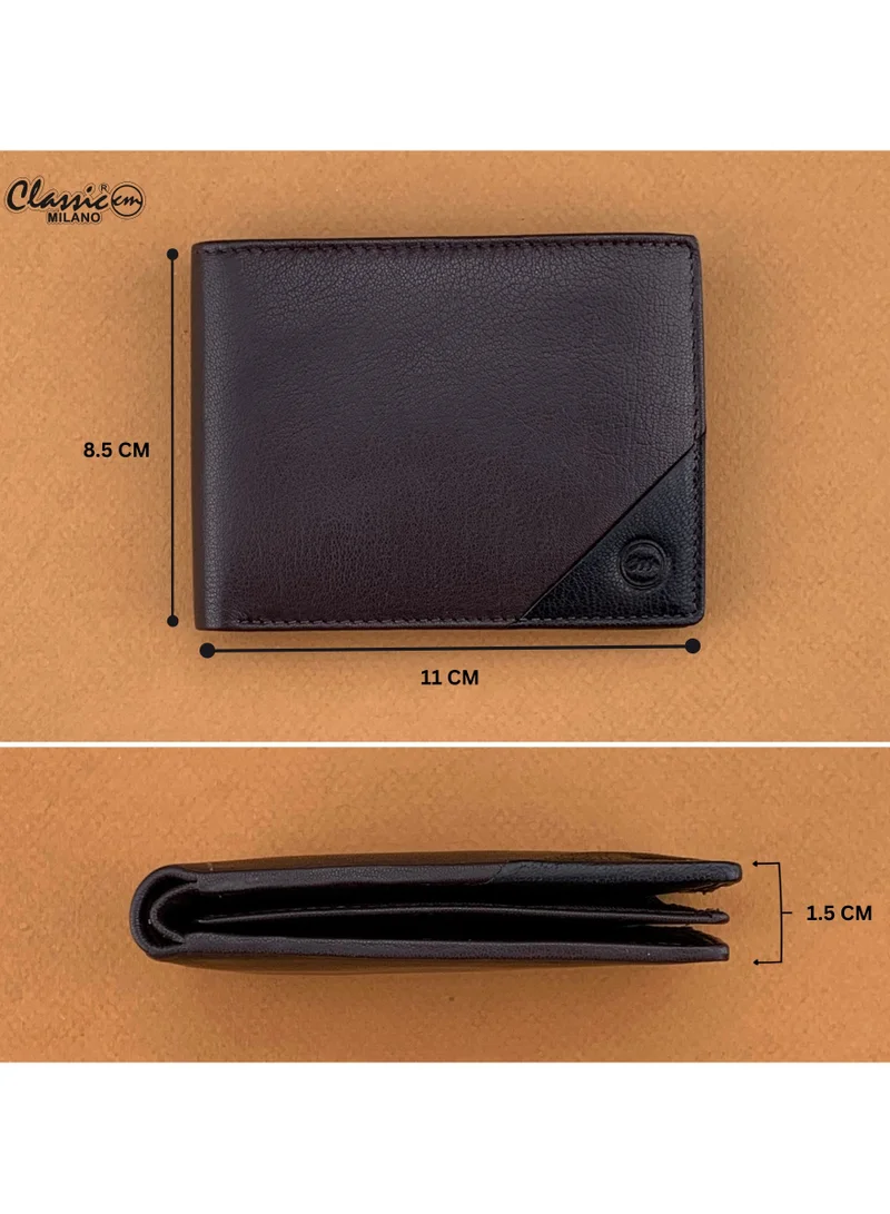 Classic Milano Brown Black (CMGT-13) Classic Milano Men’s Wallet – Slim Bifold Leather Wallet for Men with RFID Blocking – Credit Card Holder & Card Wallet – Stylish Mens Purse – Gift for Husband, Father & Men for Men | Best Price UAE