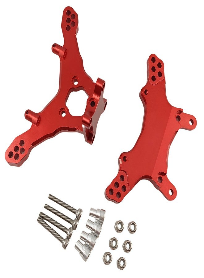 Ruivexi Metal Front & Rear Shock Tower Set for 1/18 Mini-T 2.0 2WD RC Truck, Damper Mounts, Compatible with Losi Stadium Truck Hop-Up Parts (Red) - Image 3