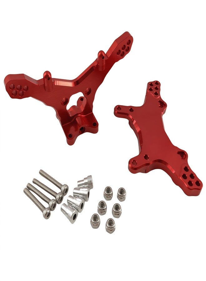 Ruivexi Metal Front & Rear Shock Tower Set for 1/18 Mini-T 2.0 2WD RC Truck, Damper Mounts, Compatible with Losi Stadium Truck Hop-Up Parts (Red) - Image 4