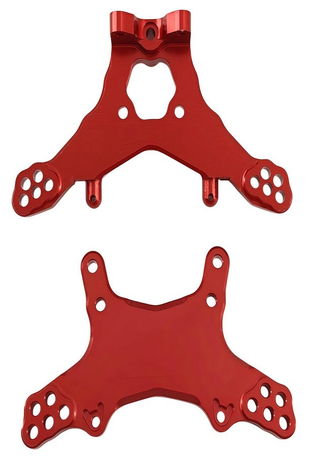 Ruivexi Metal Front & Rear Shock Tower Set for 1/18 Mini-T 2.0 2WD RC Truck, Damper Mounts, Compatible with Losi Stadium Truck Hop-Up Parts (Red) - Image 2