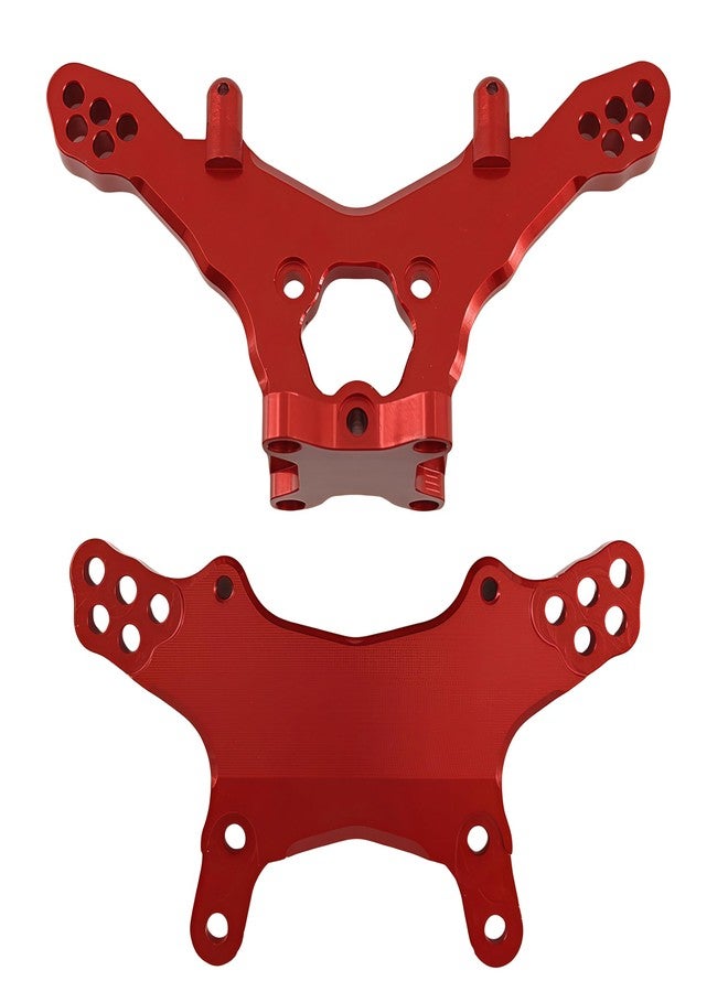 Ruivexi Metal Front & Rear Shock Tower Set for 1/18 Mini-T 2.0 2WD RC Truck, Damper Mounts, Compatible with Losi Stadium Truck Hop-Up Parts (Red) - Image 1