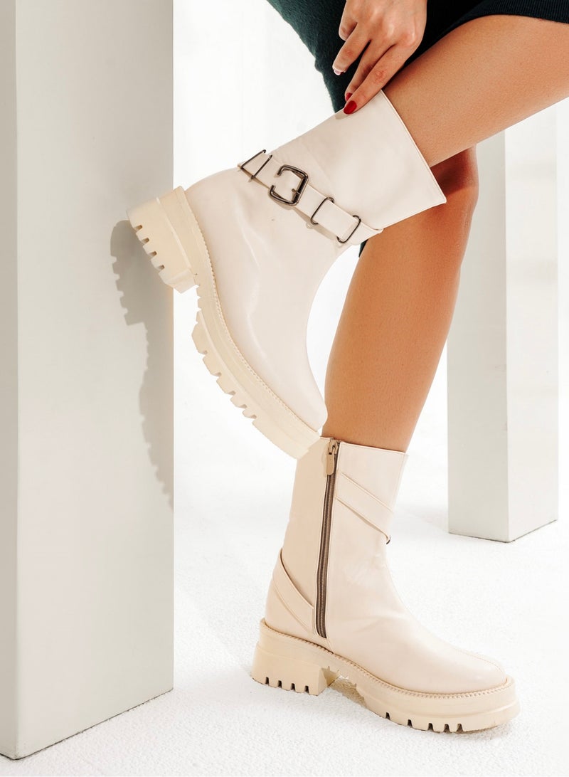 Vbranda Half Boots Leather Mid Heels R-603 - Image 1