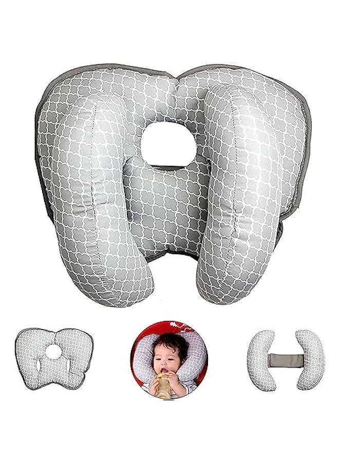 Gonice Baby Head Neck Support Pillow, 2 in 1 BabyTravel Pillow, Baby Neck Head Support Car Seat Insert Cushion, Adjustable Head Pillow for Kids Toddler (Grey) - Image 1