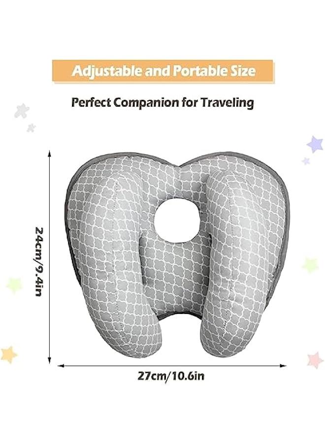Gonice Baby Head Neck Support Pillow, 2 in 1 BabyTravel Pillow, Baby Neck Head Support Car Seat Insert Cushion, Adjustable Head Pillow for Kids Toddler (Grey) - Image 2